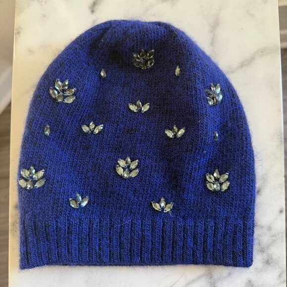 Banana Republic Blue Merino Wool Crystal Beanie Hat - Picture 3 of 4